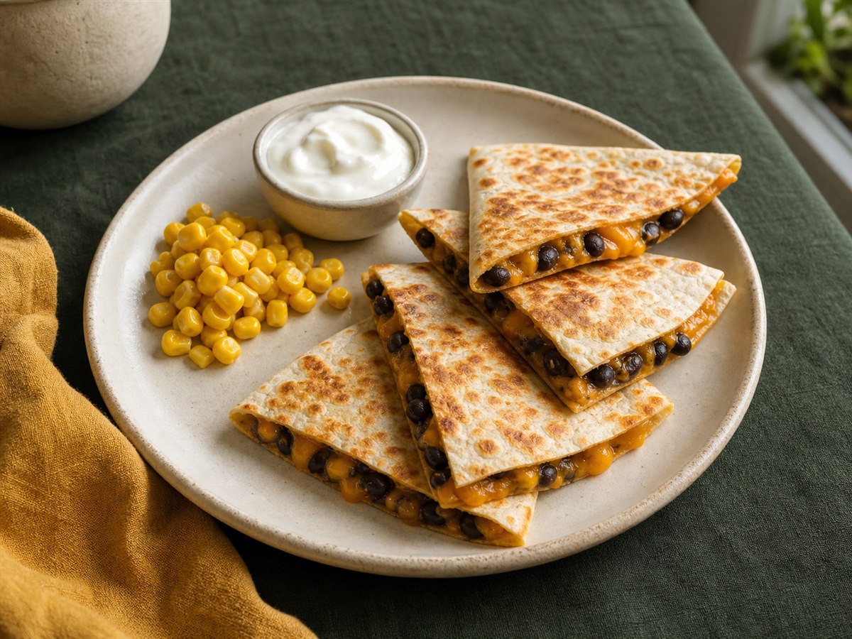 Bean and cheese quesadillas ready for a family dinner
