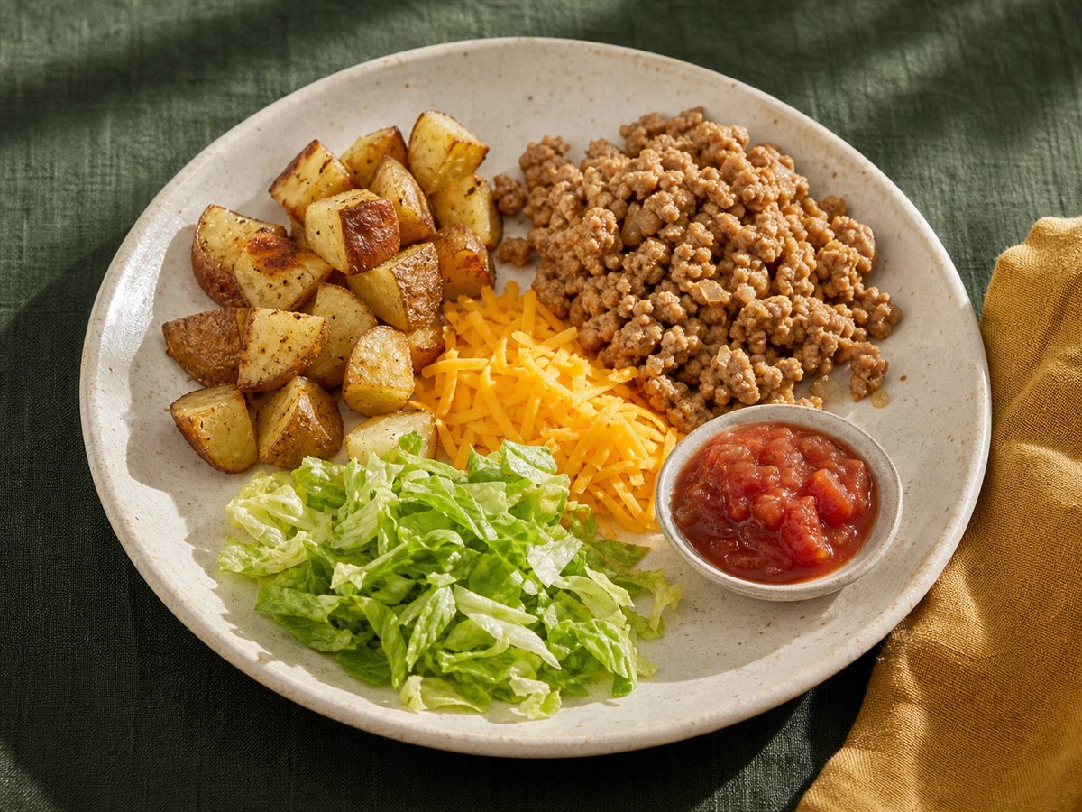 Turkey taco potatoes ready to serve